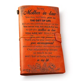 NGAEAK Mother-in-Law Leather Journal Notebook - to My Mother-in-Law Engraved Vintage Leather Travel Journal Embossed Writing Journal Gift for Mother's Day Birthday Xmas