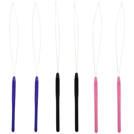 6 Stück Haarverlängerung Schleife Nadel Einfädler Ziehen Haken Werkzeuge Microring Extensions Zubehör Einfädelhilfe Verwendet für Haarverlängerungen, Federn oder Perlen