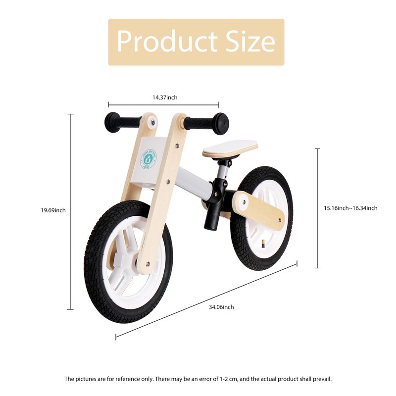 Udeas Wooden No-Pedal Balance Bike, White