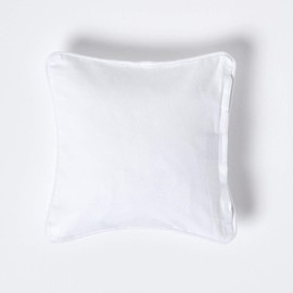 HOMESCAPES - 100% Cotton Plain White Cushion Cover - 30 x 30 cm Square - 12 x 12 Inches - White - Sofa Cushion Pillow Cover - Washable
