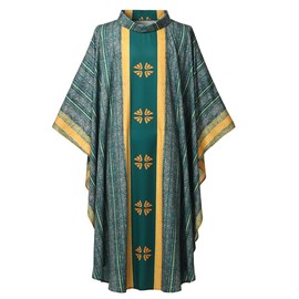 COSDREAMER Unisex Priest Celebrant Chasuble Catholic Church Father Mass Vestments Robe, Green