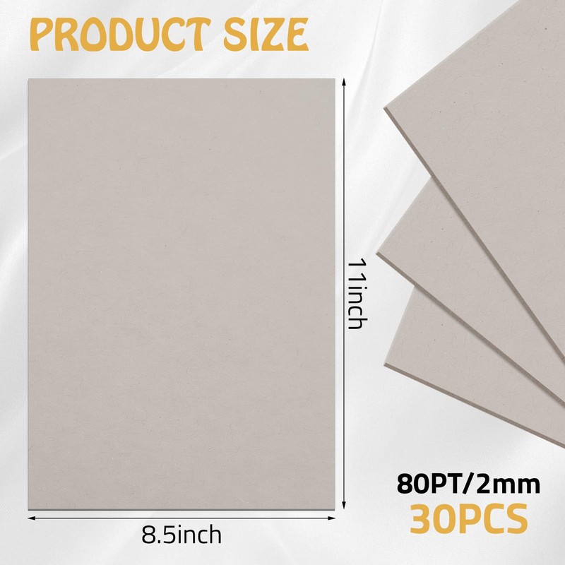 LOTMER 30 Sheets Heavy-Duty Chipboard Sheets 8.5 x 11 in