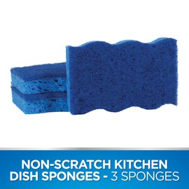 Dawn Non-Scratch Kitchen Dish Sponges, Blue (Pack of 3)