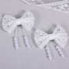 3" White Pearl Tassel Hair Bow Clips for Flower Girls