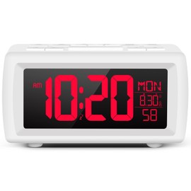 Alarm clock bedside,Digital clocks radio alarm for Bedrooms with Power cord,Large Big Numbers desk clock with Brightness Dimmer,7 Font colors, Dual Alarm(Buzzer/FM Radio) with Sleep Timer,Snooze