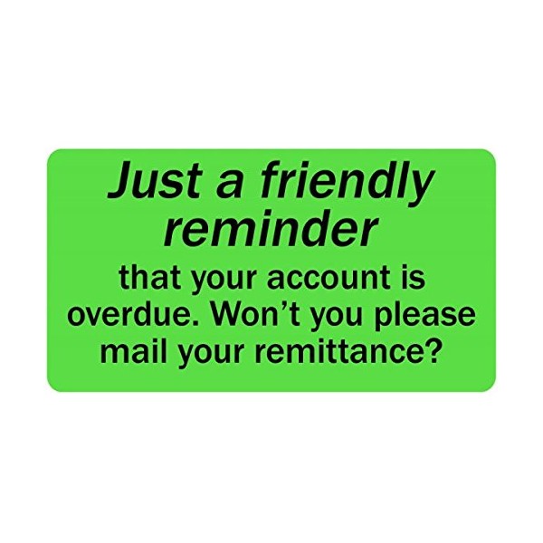 LabelValue.com | Friendly Reminder Account Overdue Labels / Stickers -