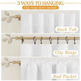 RYB HOME 3 in 1 Soundproof - Blackout - Insulation Linen Curtains, Noise Blocker Energy Saving Curtains for Bedroom Living Room Door Curtains Studio Home Office, White, W52 x L108 in, 2 Panels