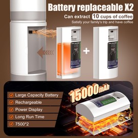 Ceshu Portable Coffee Machine w/ 2 Rechargeable Batteries, 8 Cups, 20bar, USB-C, Espresso coffee Maker for Camping Travel Office, Ground & Capsule Compatible