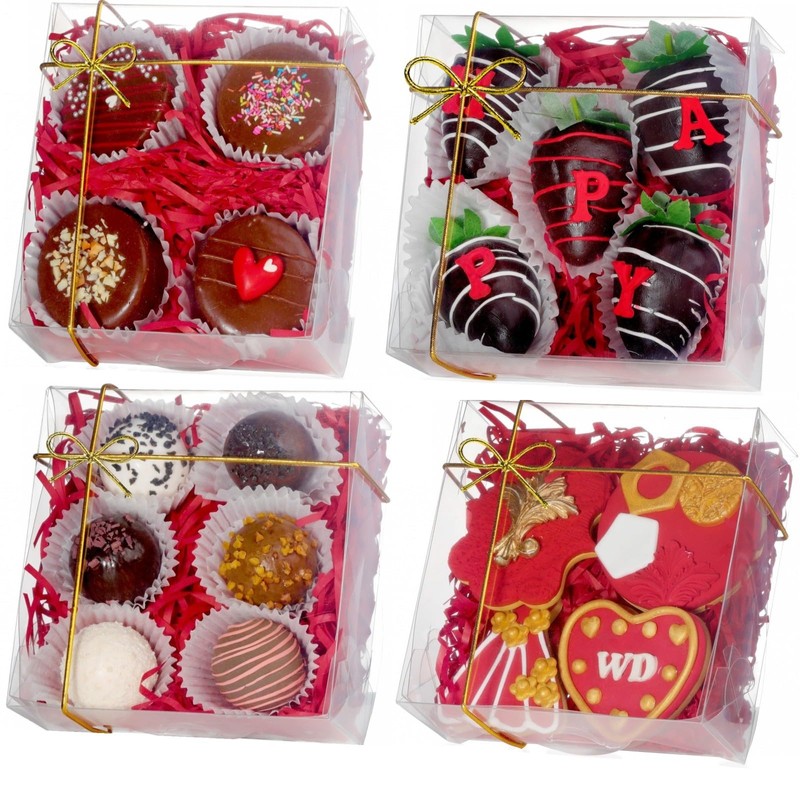 RomanticBaking 25PCS 5x5x2 Inches Full Clear Cookies & Cake Boxes