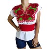 Classic Mexican Embroidery Blouse Floral Desing with a Red Flat