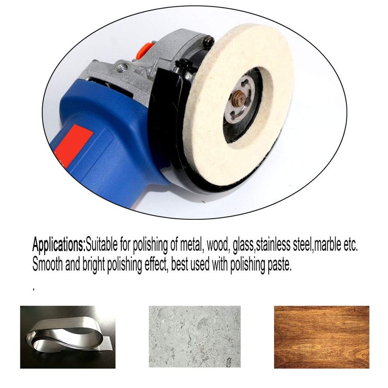6-piece 125 mm x 22 mm wool felt polishing disc,