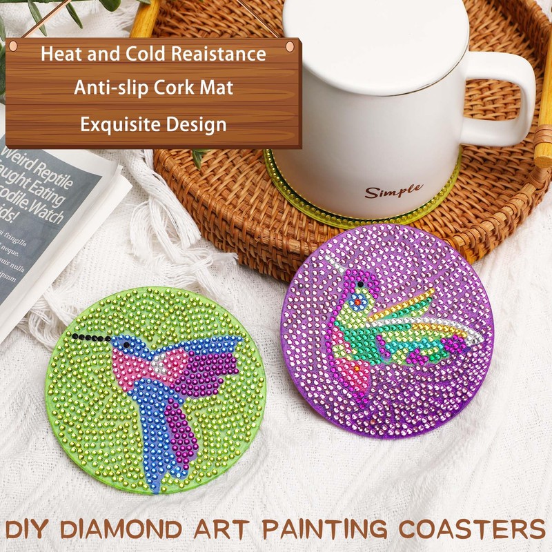 UPINS 8Pcs Diamond Painting Coasters for Drinks DIY Coaster Diamond
