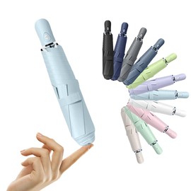 Mini Ultra-Lightweight Compact Portable Travel Folding Umbrella for Men Women Kids- UV Protection,Teflon Coating,Auto Open/Close, 6 Ribs, Sun Rain for Pocket, Handbag, Totes (Capsule-Shaped Handle)