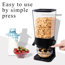 Cereal Dispenser Countertop, 5L Kitchen Organization Cereal Containers Storage, Desktop Candy Dispenser Plastic Cereal Dispenser, Snack Containers Can Hold Granola, Dry Food, nut, Grain (Black, 2Pc)