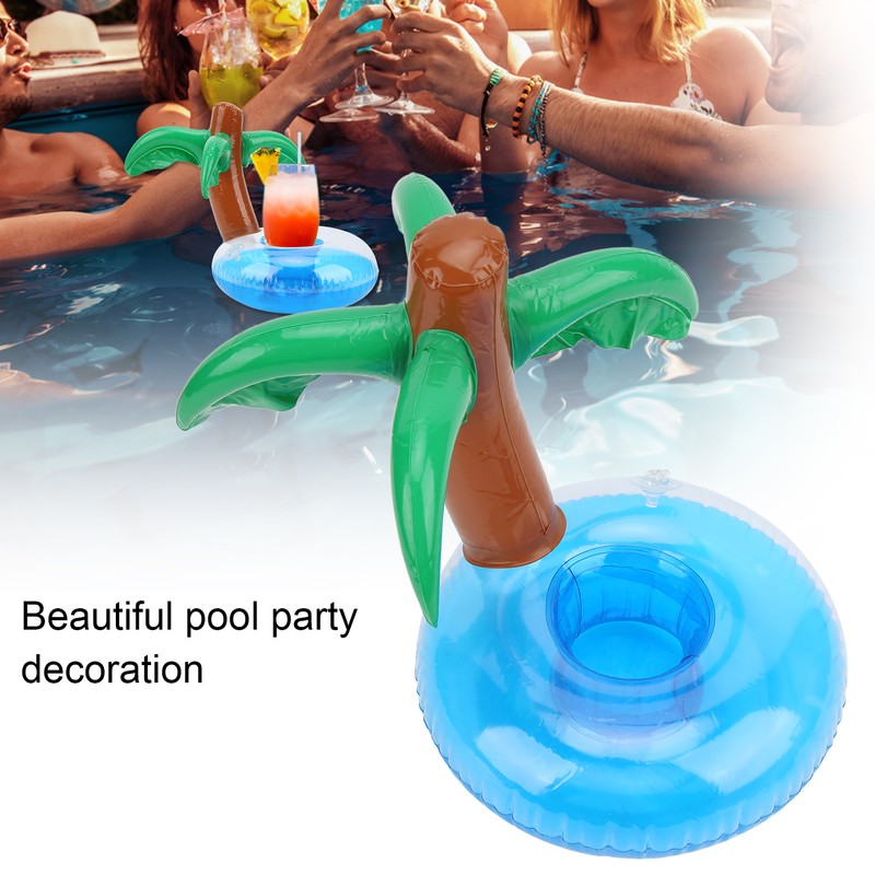 12pcs Coconut Trees Inflatable Pool Drink Holder Beach Party Cup
