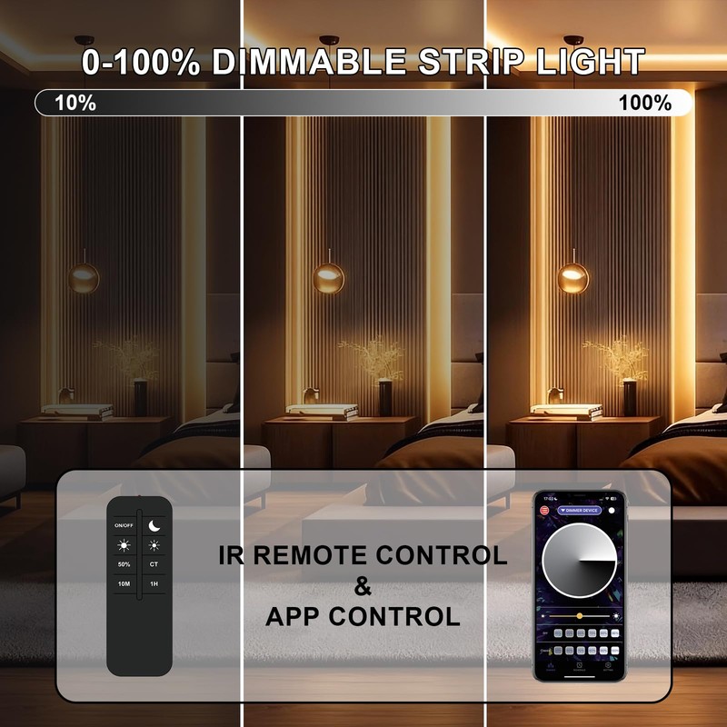 MILADALED COB LED Strip Light 3000K 40FT/12M Warm White Led