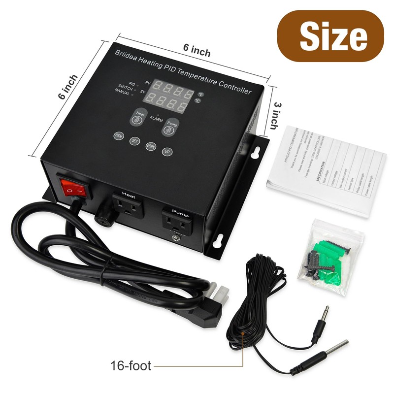 Briidea Heating PID Temperature Controller, -40℉~302℉/-40℃~150℃, Independent Pump Control, Pre-Wired