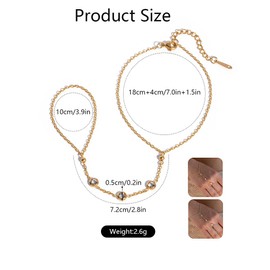 FFWTPY Pack of 2 Hand Chain with Finger Ring Golden Rhinestone Finger Bracelet Vintage Layered Finger Ring Bracelet Wrist Chain Jewellery for Women and Girls, Alloys