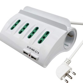 Extrastar 2 m 2 x USB 3500 W White 3500 W 2 x USB Socket with Circuit Breaker (4 ITA/Schuko)