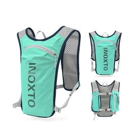 INOXTO Running Backpack, 5-liter lightweight hydration bag for outdoor hiking cross country marathon cycling competition mountaineering water bag backpack for men (light green)