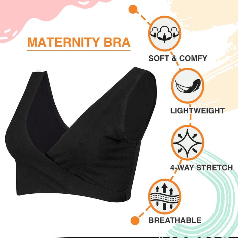 Lamaze Maternity Women's Cotton Spandex and Nursing Soft Sleep Bra,