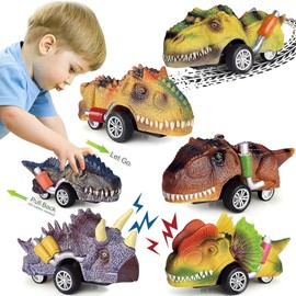 Dinosaur Toy Pull Back Car 6-Piece Dinosaur Toys for Children Aged 3-5, Dinosaur Toy Cars for 3-Year-Old Boys and Toddlers, Toys for Boys Aged 3,4,5 and Up,Dinosaur Games Pull Back Dinosaur Car
