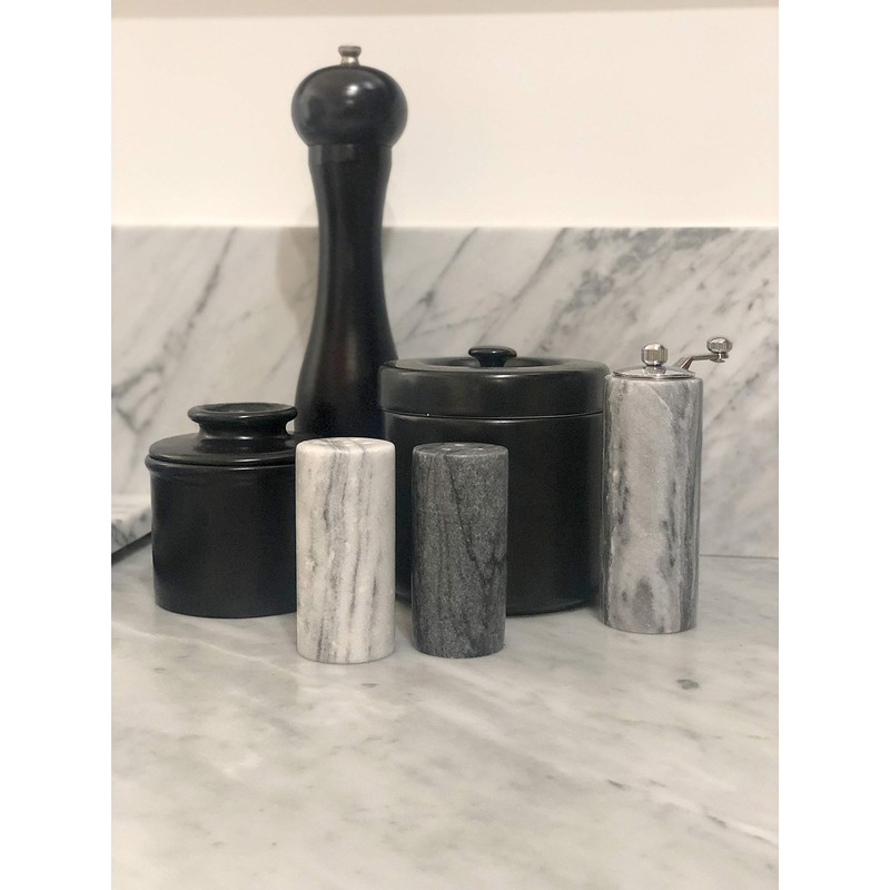Fox Run White and Black Marble Salt and Pepper Shaker