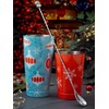Barfly Holiday Ornaments Cocktail Shaker Set with Santa Spoon