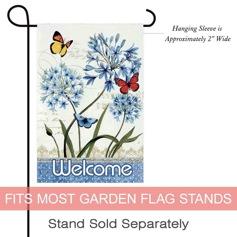 Morigins Floral Butterfly Double Sided Welcome Spring Garden Flag 12.5x18