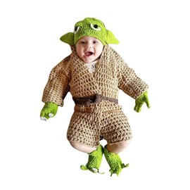 Baby Yoda Baby Kids Handmade Crochet Clothes Photoshoot PhotoProp Outfit