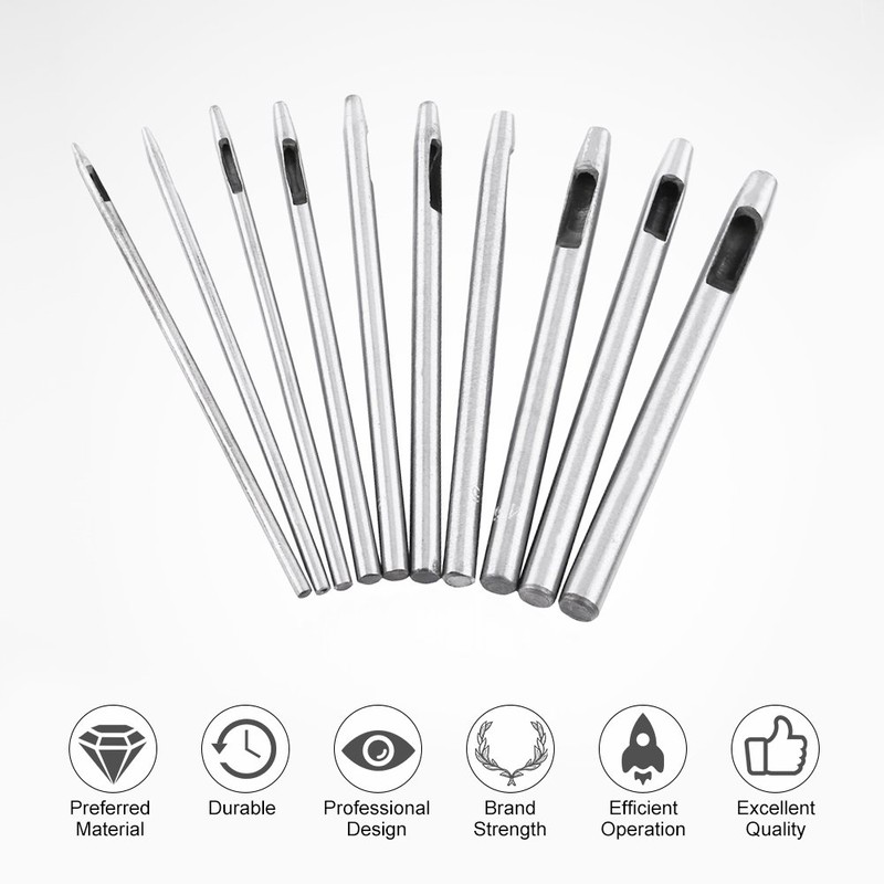 10Pcs 0.5-5mm Hollow Hole Puncher DIY Leather Punch Craft Tool