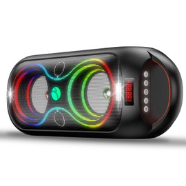 Portable Bluetooth Speaker 120dB Loud with Beat-Sync LED Lights & Dual 4-inch Speakers – 5 RGB Modes + 8 Colors, Bluetooth 5.3, USB/TF/AUX/FM/Mic, TWS Pairing – for Outdoor, Party, Camping & Beach