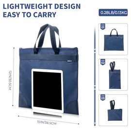 M&G Bolsa grande con cremallera de 12 x 15 pulgadas con asa, A4 plegable y ligera, bolsa de almacenamiento de documentos Oxford impermeable, organizad