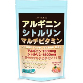 JAY&CO. アルギニン ･ シトルリン ･ マルチビタミン パウダー(無添加:人工甘味料 保存料) 国内製造 (ﾋﾟﾝｸｸﾞﾚｰﾌﾟﾌﾙｰﾂ, 240グラム (x 1))