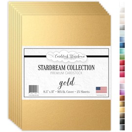 Cardstock Warehouse Stardream Yellow Gold Cardstock Paper - 25 Sheets, 8.5 x 11" – 105 lb / 284 GSM Premium Metallic Yellow Card Stock for High-end Printing, Card Making, Die-cutting & DIY Projects