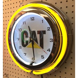 CAT 15" Caterpillar Cat Sign Double Neon Clock
