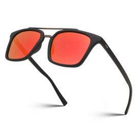 FEISEDY Men Women Vintage Square 70s Pilot Polarized Sunglasses Double Bridge Retro Sun Glasses B2907