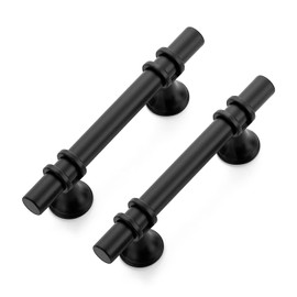 Ravinte 25 Pack 5 Inch Cabinet Pulls Kitchen Cupboard Handles with Round Base Matte Black Drawer Pulls Cabinet Handles 5" Length, 3" Hole Center