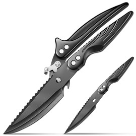 Poultry Scissors Sharp Kitchen Scissors Stainless Steel Meat Scissors: Professional Serrated Edge Bone Scissors Poultry Scissors for Chicken Bone Vegetable Fish Black
