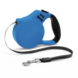 AIITLE 5m Extendable Dog Leash with 360° Tangle-Free Nylon Strap, One Button Locking, Non-Slip Handle - Designed for Boston Terrier, Maltese, Poodle Under 15kg, Blue