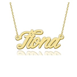 HUAN XUN Fiona Necklace 18k Gold Plated Stainless Steel Name Necklaces Nameplate Pendant Gift for Women