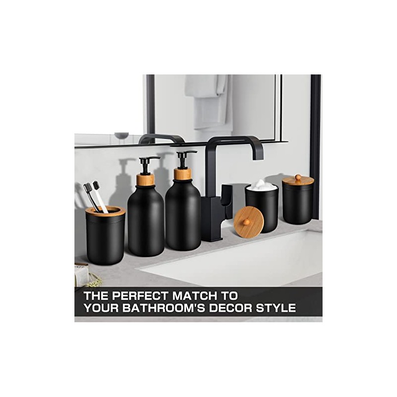 Juego de Baño Accesorios 5Pcs, Negro Accesorios para Baño con