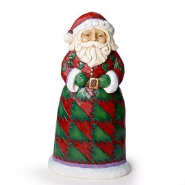 Enesco Jim Shore Heartwood Creek Santa Figurine with Red and Green Fig