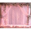 20ft X 8ft Pink Tulle Backdrop Curtains with Lights String