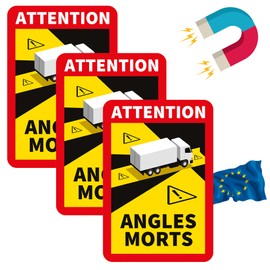 PRINT.GG Blind Spot Magnet Sticker France Lorry Bus Motorhome Attention Angles Morts Magnet Sticker Truck Bus Caravan (LV)/Truck/Caravan, Pack of 3