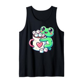 Kawaii Frog Hot Chocolate Marshmallow Tank Top