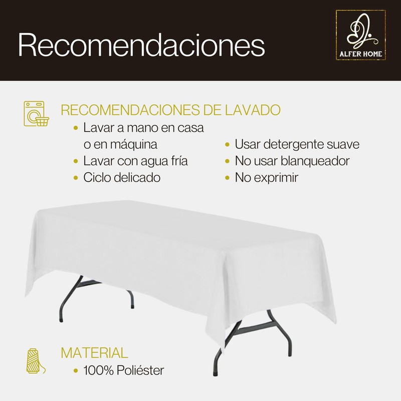 ALFER HOME - Mantel Rectangular Luxor, Elegante para Eventos, Banquetes,