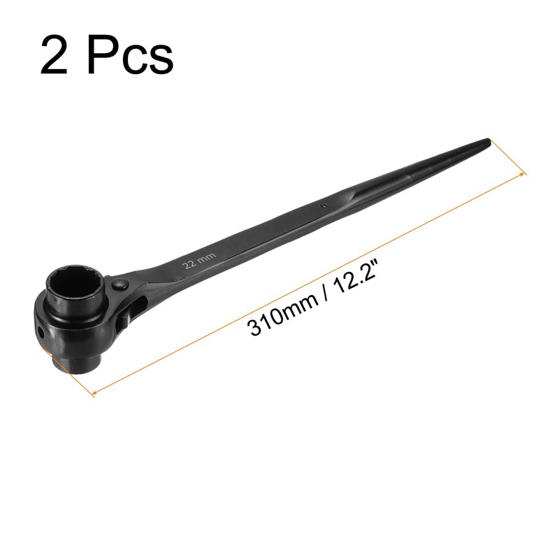 uxcell 19 x 22mm 12-Point Scaffold Podger Ratchet Spanner Ratcheting