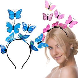 Auswalar - 2 diademas de mariposa, diadema de elfo de hada, diadema de mariposa en 3D, accesorios para el cabello, diadema para mujeres y niñas, cosplay