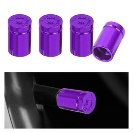 4PCS Bullet Shaped Tire Valve Stem Caps, Dustproof, Corrosion Resistant Tire Valve Stem Covers, Universal Aluminum Alloy Car Air Stem Cap for Trucks Motorcycles SUVs and Bikes (Purple)